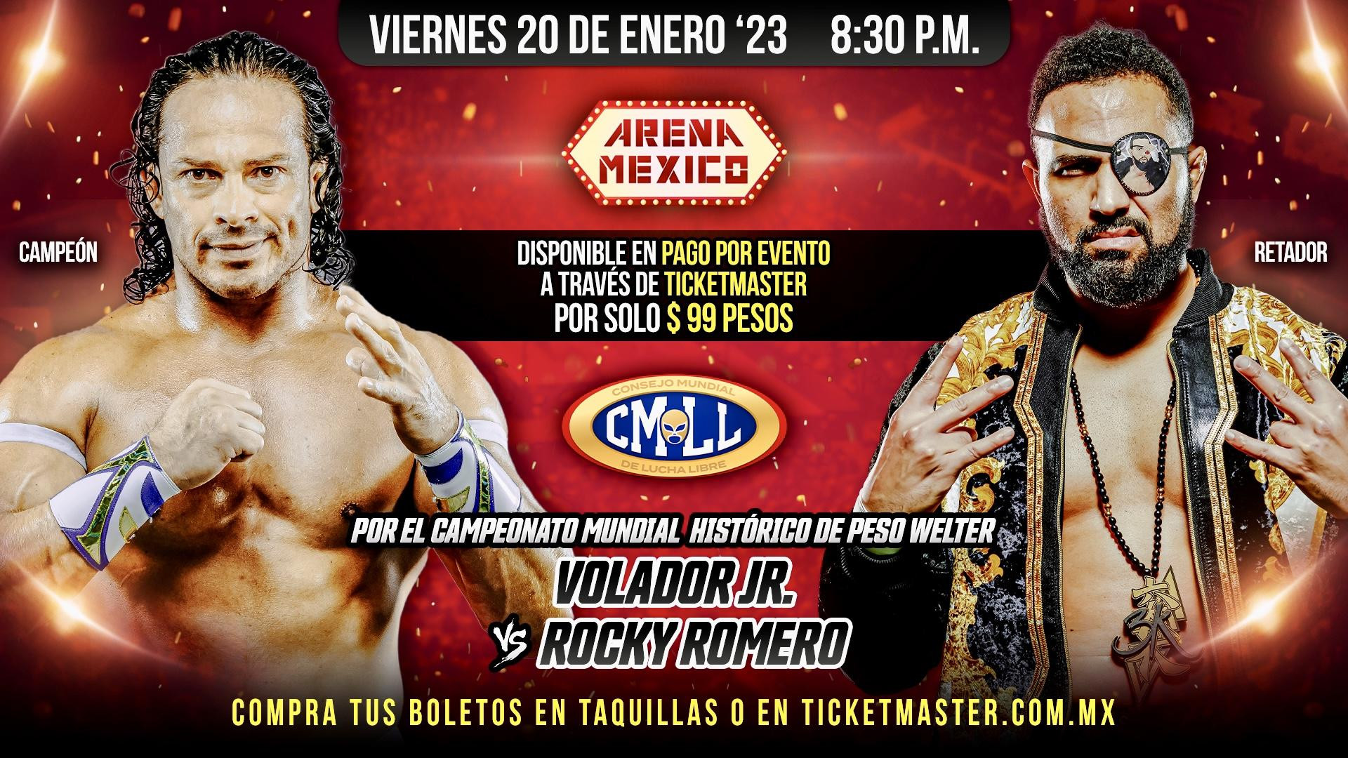 CMLL Viernes Espectacular (1/20/2023): Rocky Romero vs Volador Jr ...