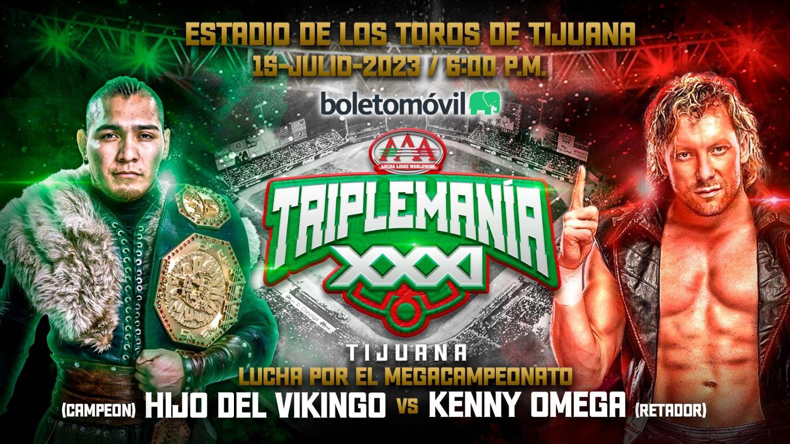 Kenny Omega vs Hijo del Vikingo for AAA Mega Championship More