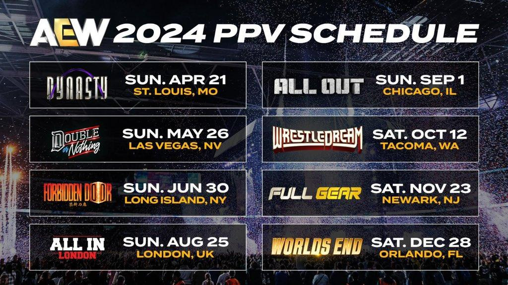 AEW Announces Dates And Locations For 2024 PPV Events Fightful News