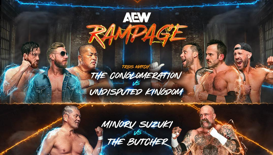 Orange Cassidy, Minoru Suzuki, Tomohiro Ishii, Chris Jericho in action at AEW Rampage on July 19th.