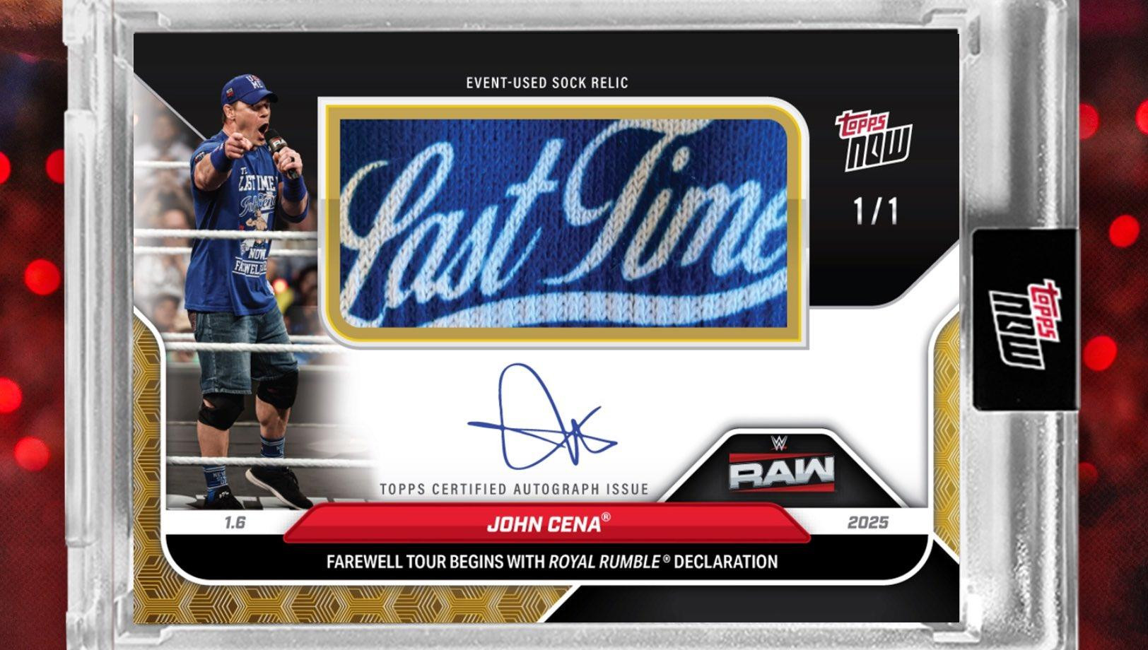 Topps To Include A Piece Of John Cena's Raw On Netflix Sock In 1 Of 1 Trading Card | Fightful News