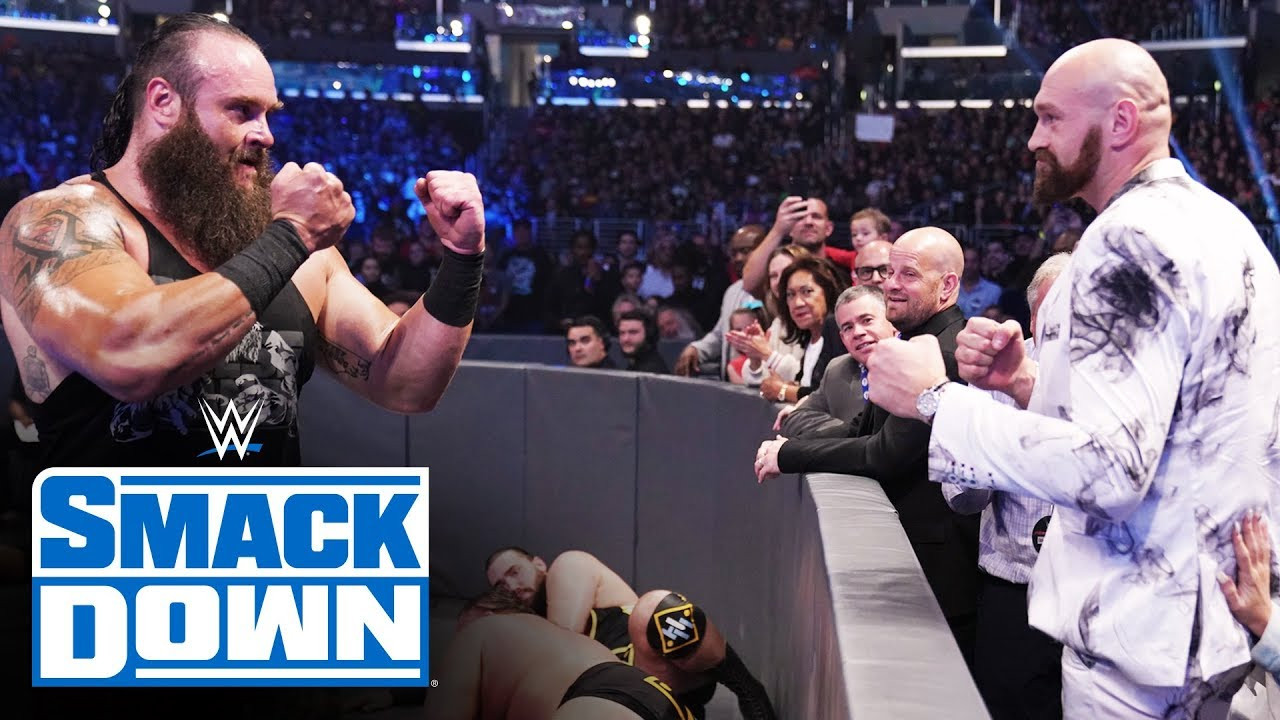 Braun Strowman And Tyson Fury Face Off On Wwe Smackdown Fury Tries To Storm The Ring Fightful 